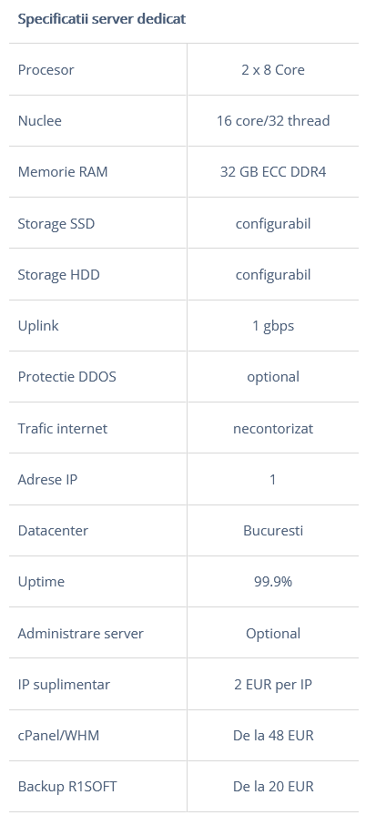 Specificatii Server 2x8 Core